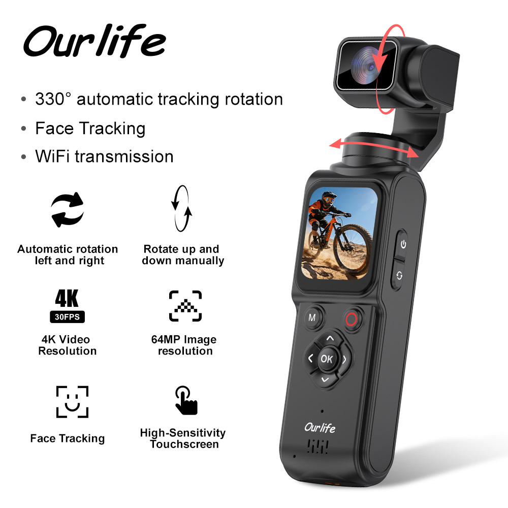 Runcam Camera - Ourlife 4K Action Camera 330° Face