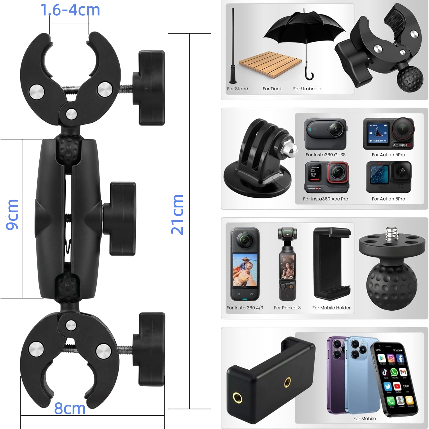 Double Clip Crab Super Clamp C - Runcam Camera ulasan dan harga